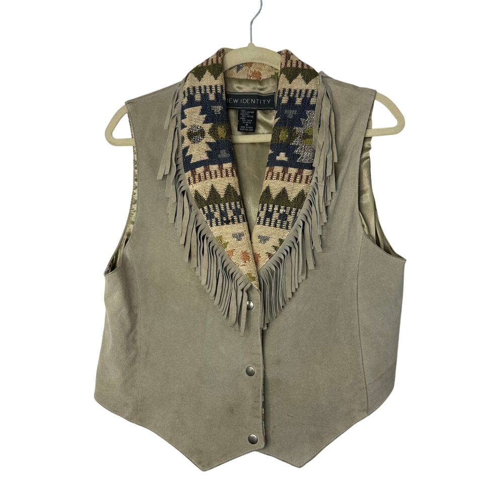 New Identity Tan Fringe Vest for Women